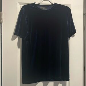 Forever 21 Blue Velvet Short Sleeve Shirt